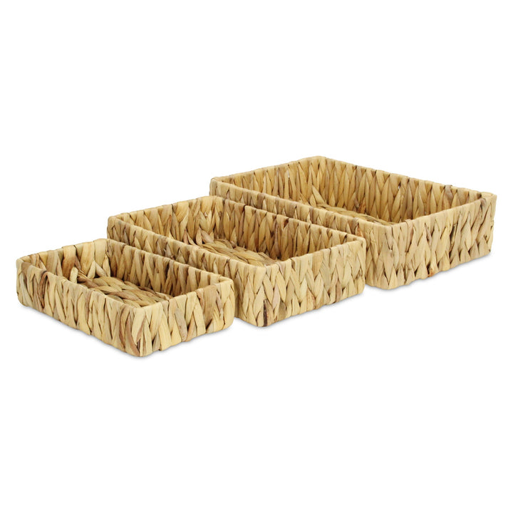 Water Hyacinth Woven Rectangular Baskets, Available in 3 Sizes