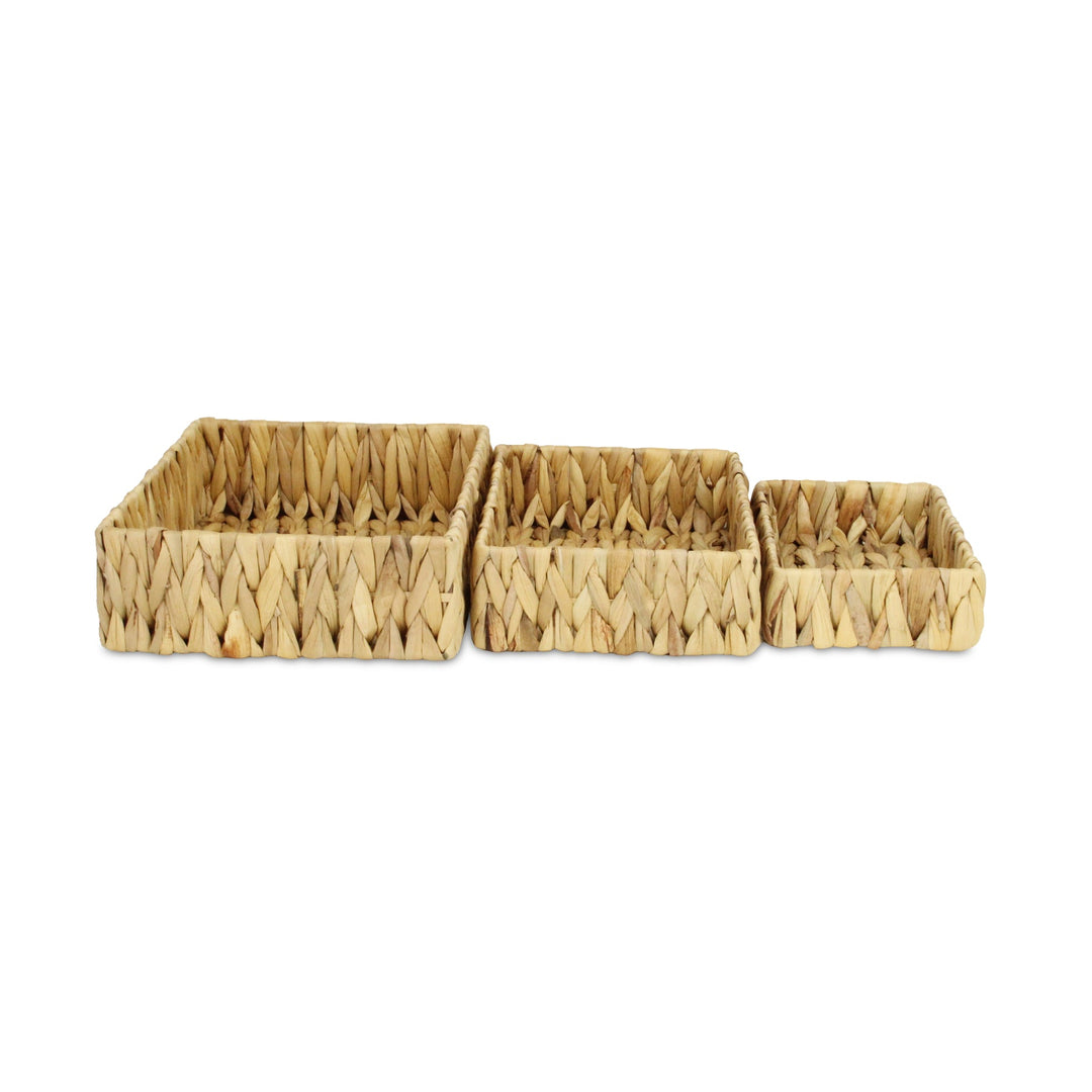 Water Hyacinth Woven Rectangular Baskets, Available in 3 Sizes