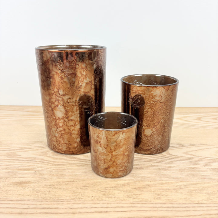 Fall Leaf Glass Candle Holder - 3 Sizes