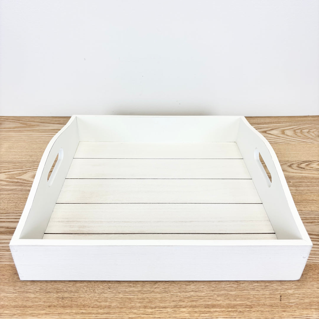White Shiplap Wood Tray