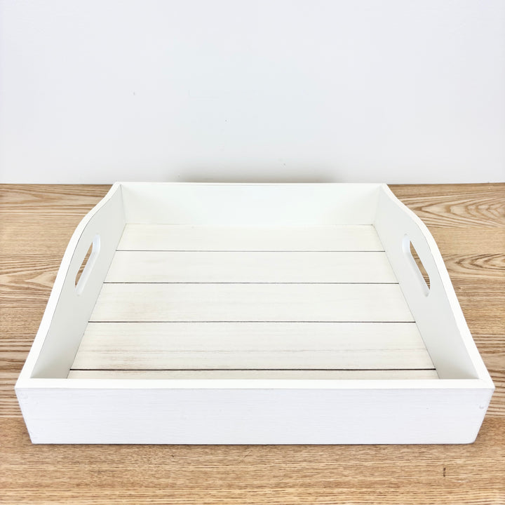 White Shiplap Wood Tray