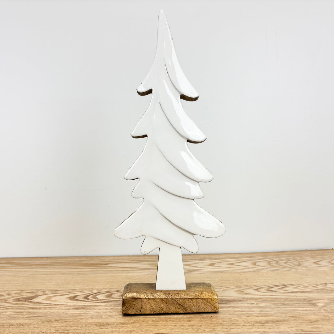 White Enamel Mango Wood Tree - 3 Sizes