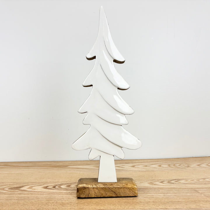 White Enamel Mango Wood Tree - 3 Sizes