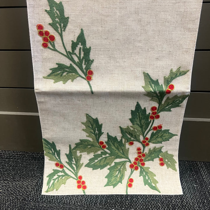 Holly Holiday Table Runner