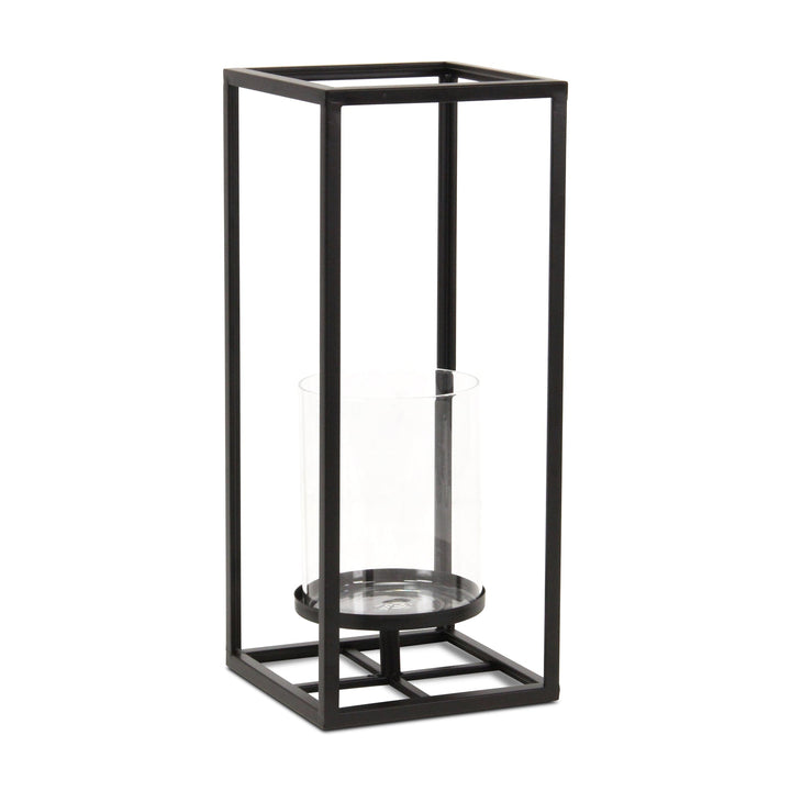 Tall Square Black Metal Lantern 