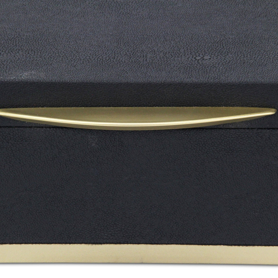 Rectangular Black Faux Shagreen Boxes, 2 Sizes Available