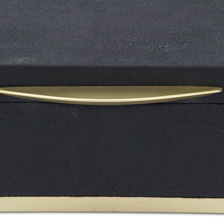 Rectangular Black Faux Shagreen Boxes, 2 Sizes Available