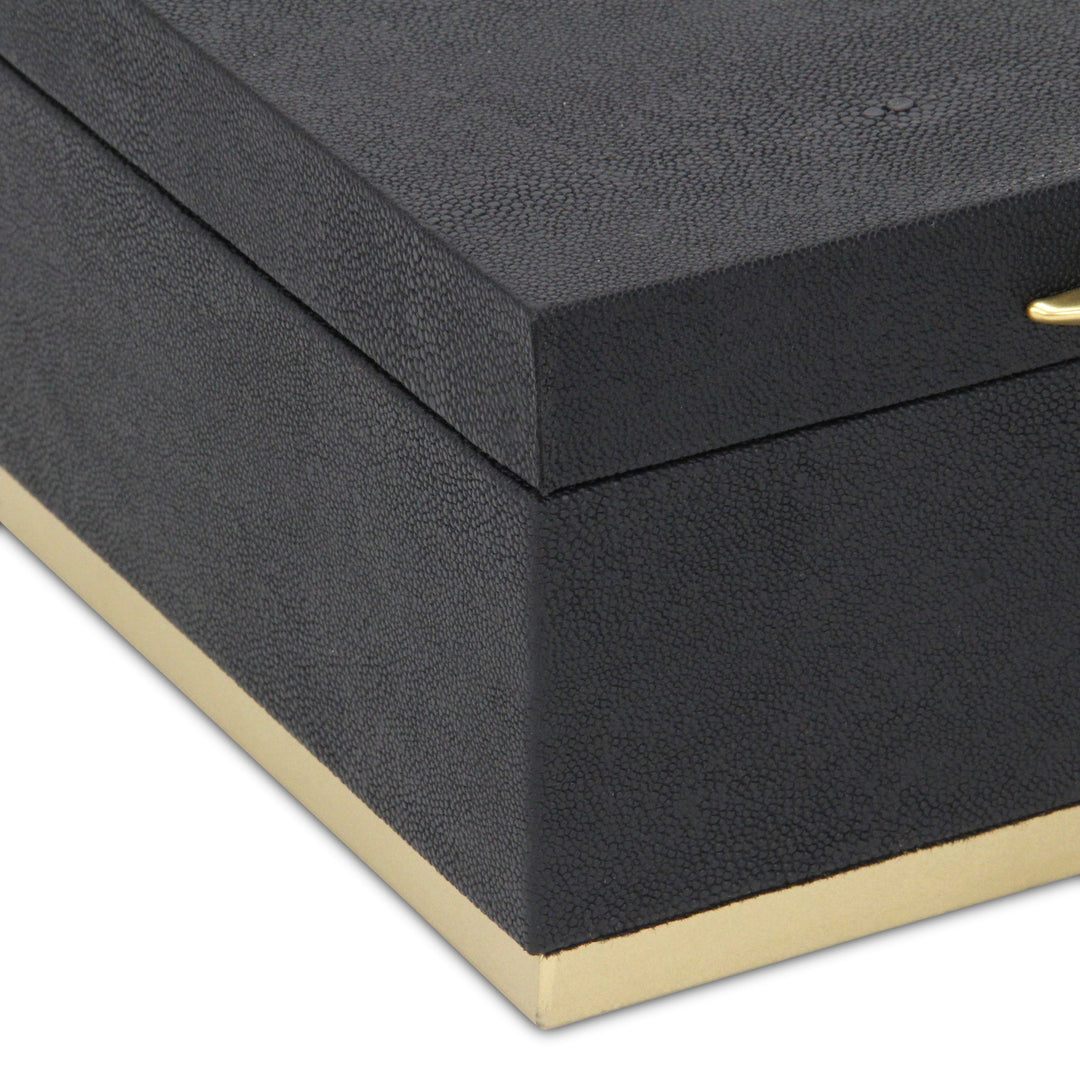 Rectangular Black Faux Shagreen Boxes, 2 Sizes Available
