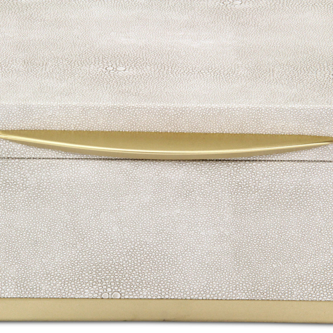 Rectangular Cream Faux Shagreen Boxes, 2 Sizes Available