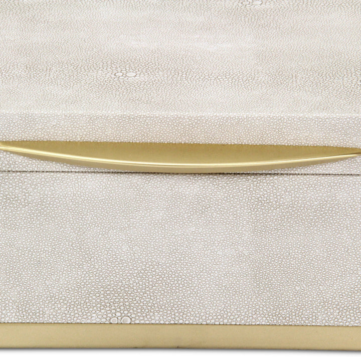 Rectangular Cream Faux Shagreen Boxes, 2 Sizes Available