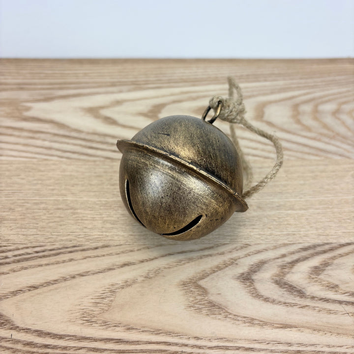 Antiqued Gold Jingle Bell Ornament - 2 Sizes