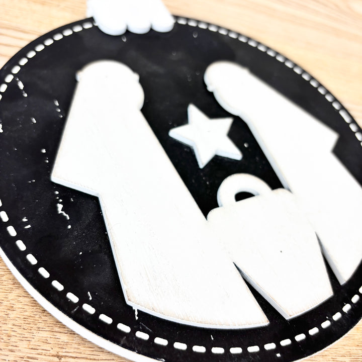 Reversible Nativity Wood Ornament