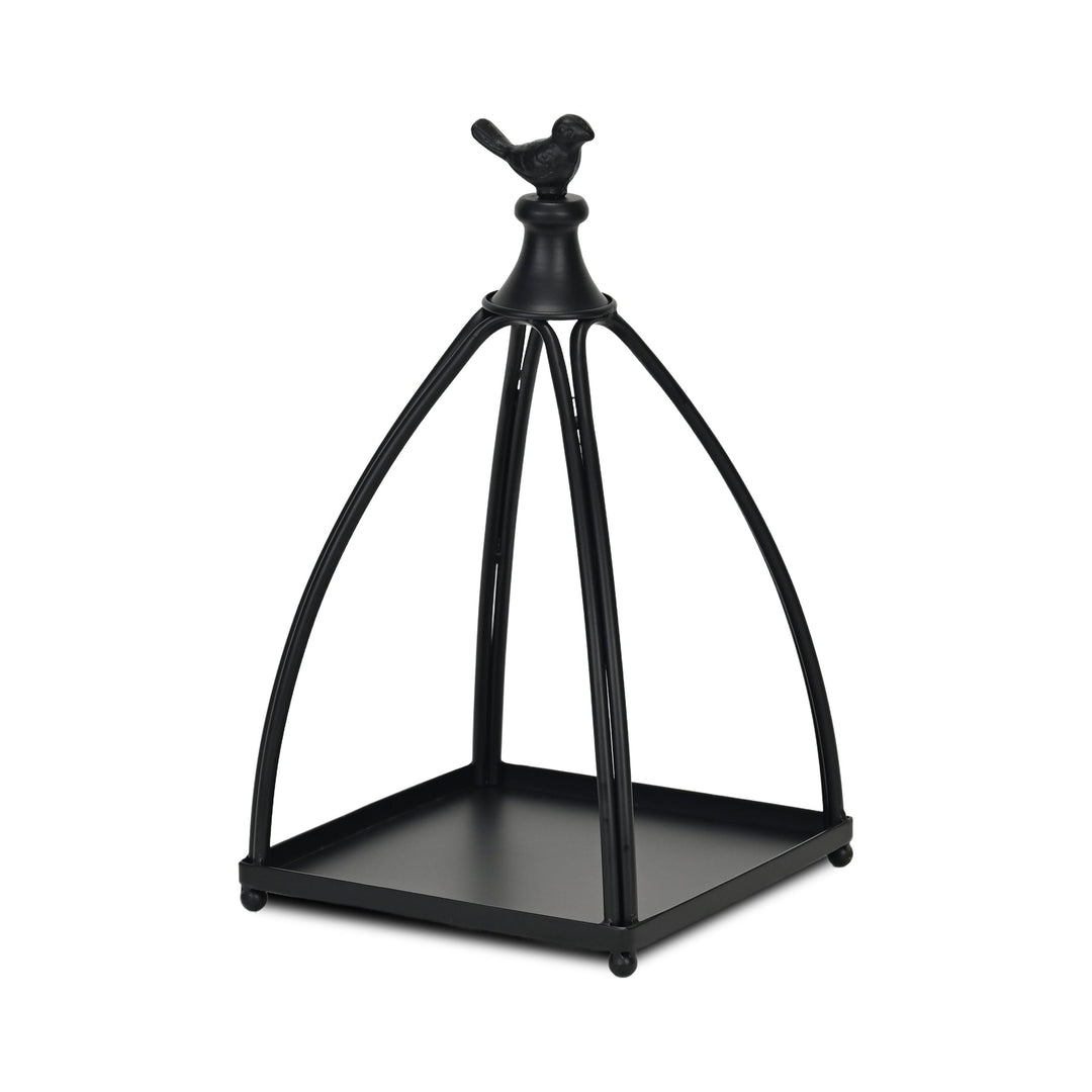 Curved Table Lantern with Bird Accent