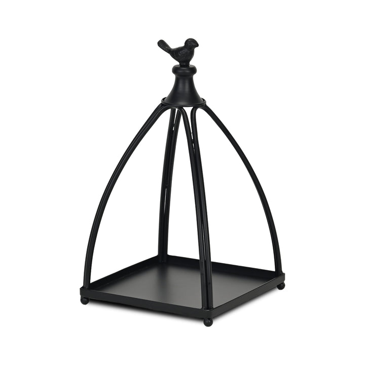 Curved Table Lantern with Bird Accent