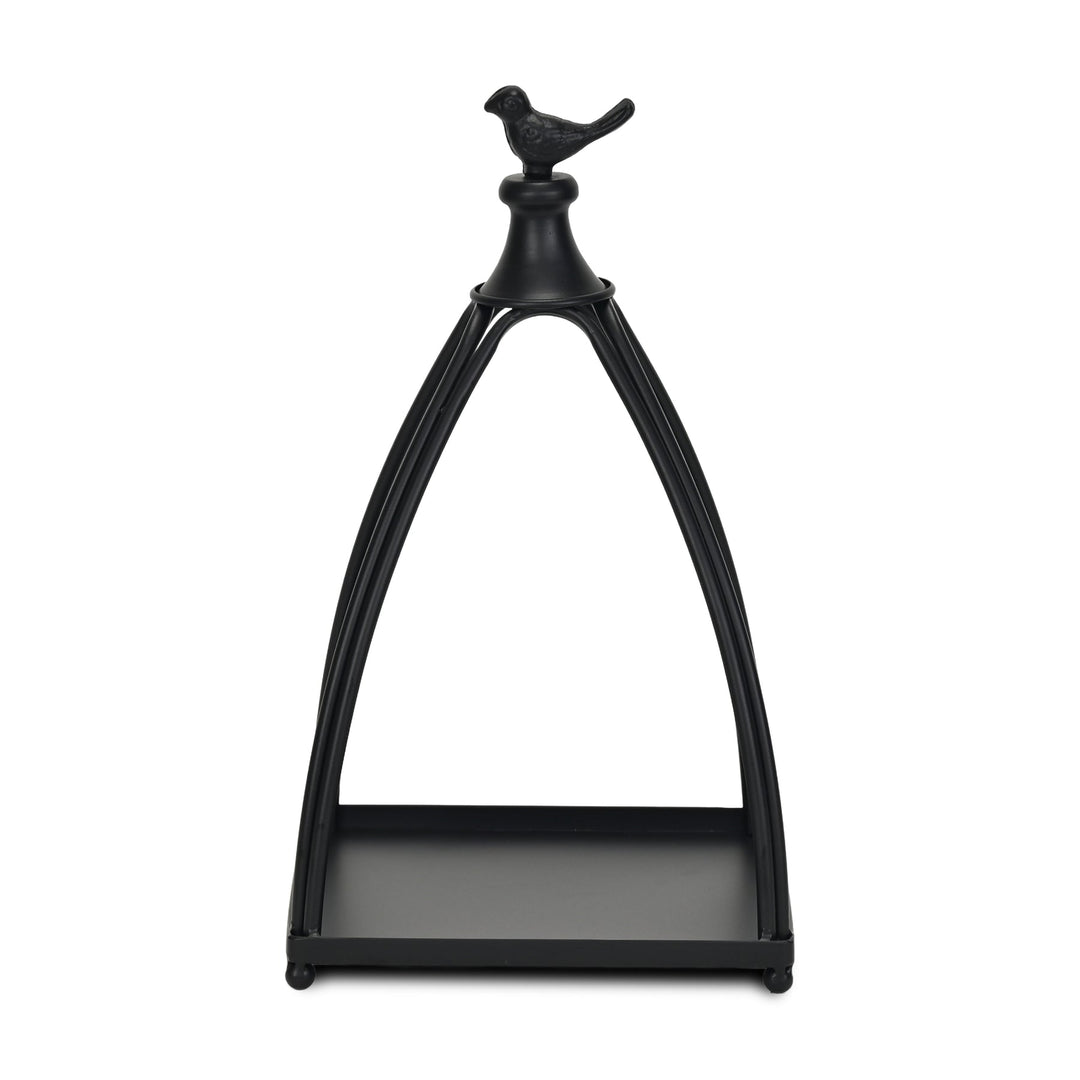 Curved Table Lantern with Bird Accent