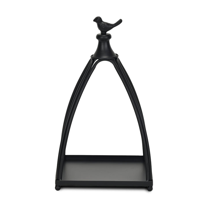 Curved Table Lantern with Bird Accent