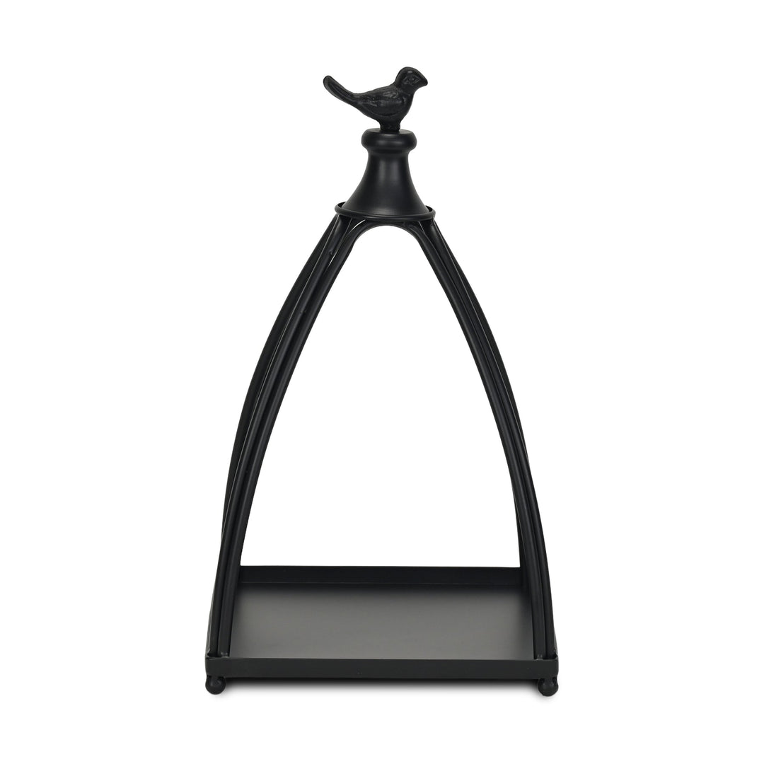 Curved Table Lantern with Bird Accent