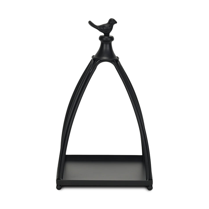 Curved Table Lantern with Bird Accent