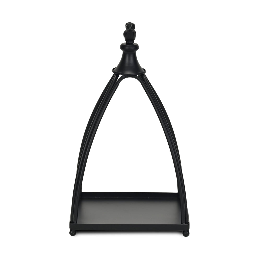 Curved Table Lantern with Bird Accent