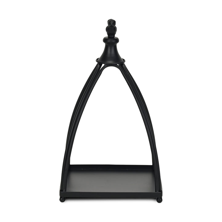 Curved Table Lantern with Bird Accent