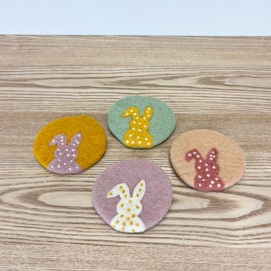 Felted Bunny Coasters - Set of 4
