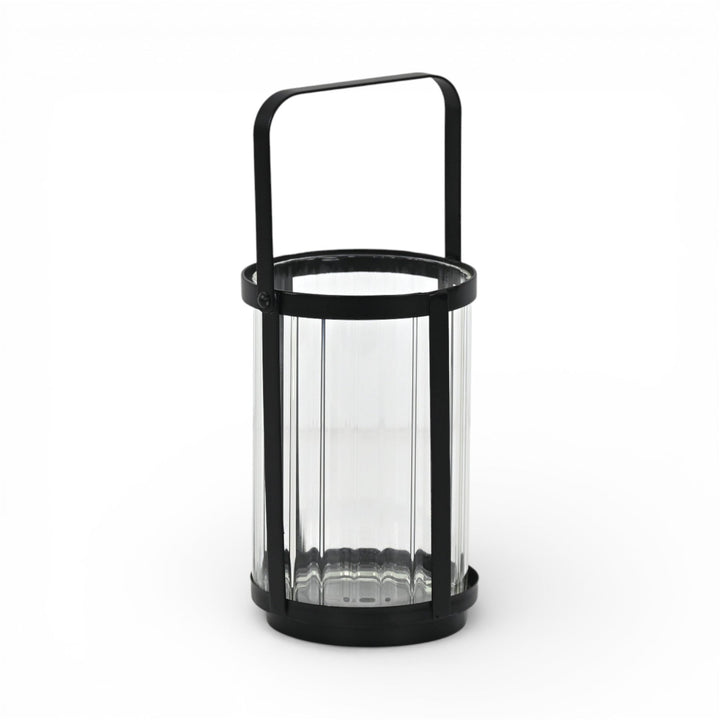 Fluted Glass Metal Framed Lantern, 2 Sizes, 2 Colors
