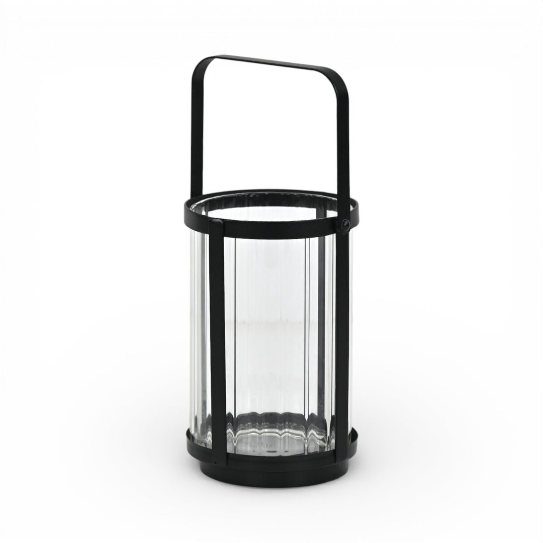 Fluted Glass Metal Framed Lantern, 2 Sizes, 2 Colors