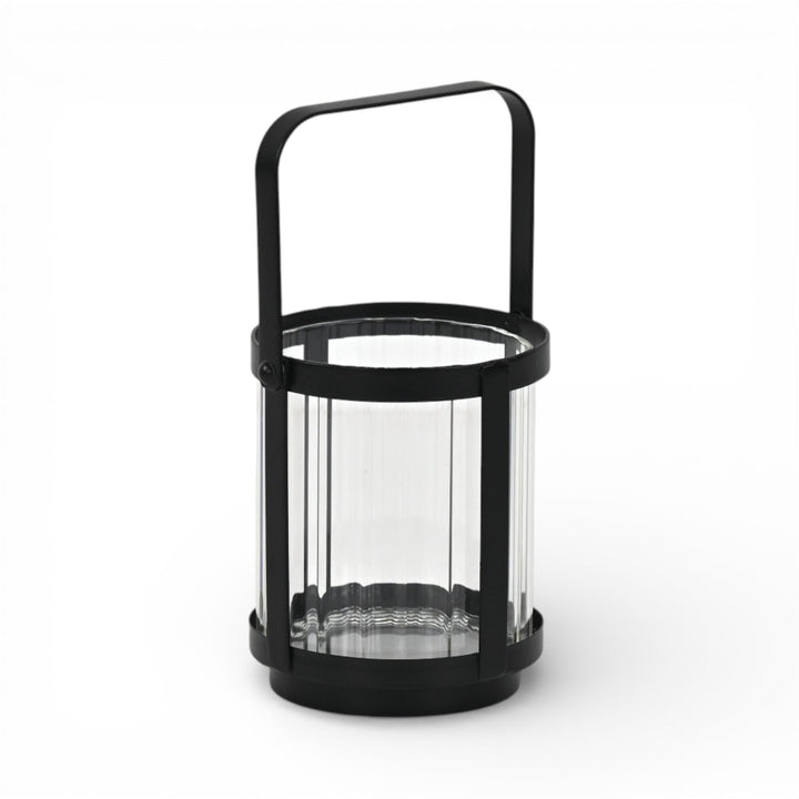 Fluted Glass Metal Framed Lantern, 2 Sizes, 2 Colors