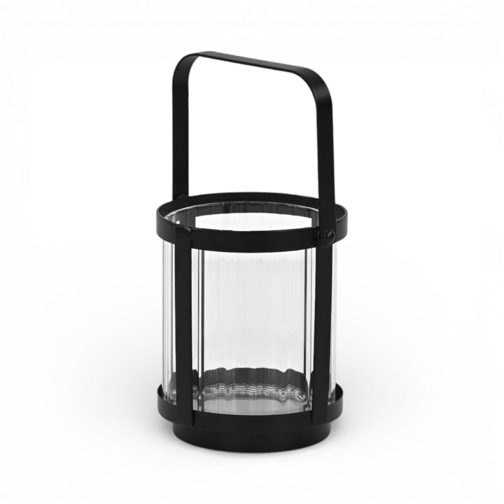 Fluted Glass Metal Framed Lantern, 2 Sizes, 2 Colors