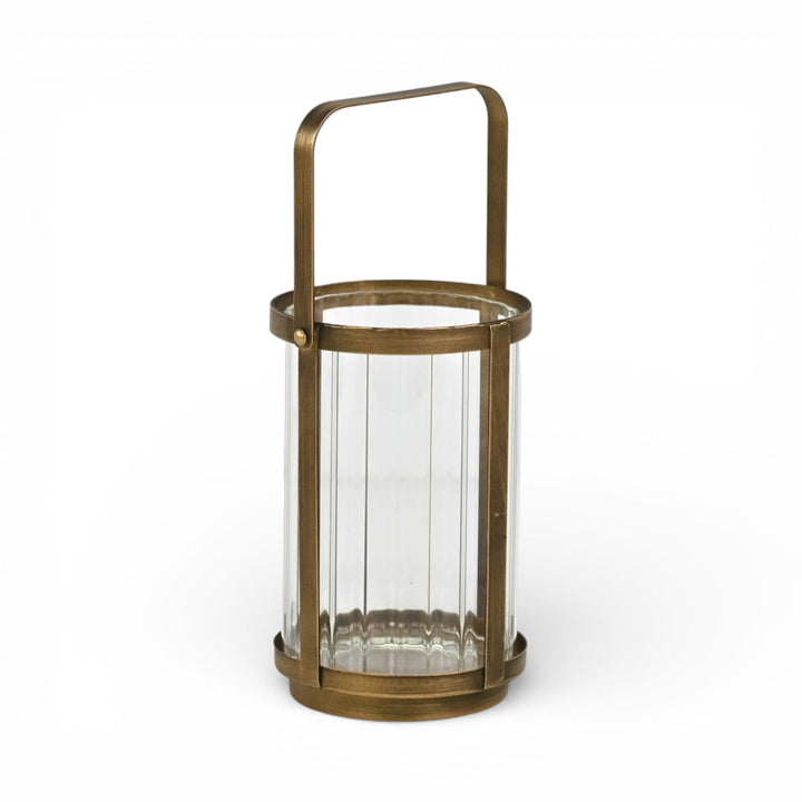 Fluted Glass Metal Framed Lantern, 2 Sizes, 2 Colors