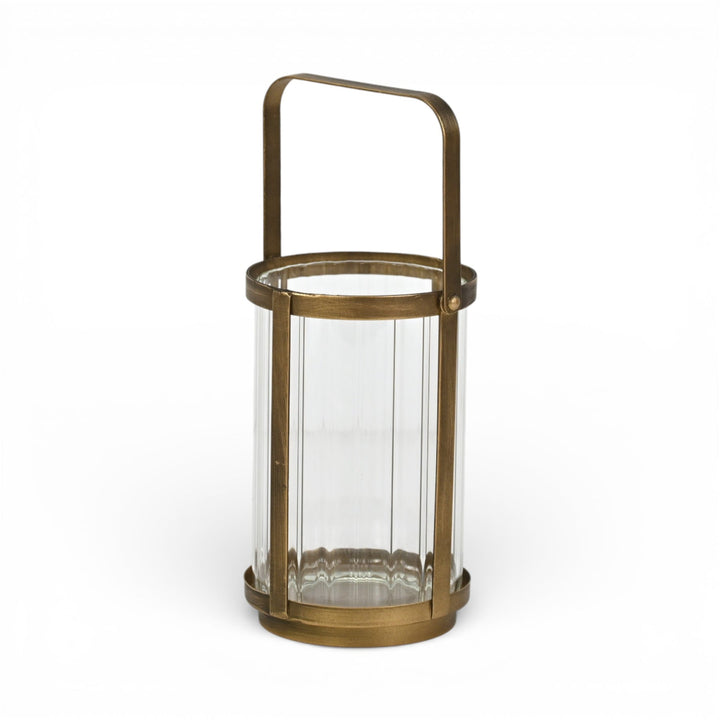 Fluted Glass Metal Framed Lantern, 2 Sizes, 2 Colors