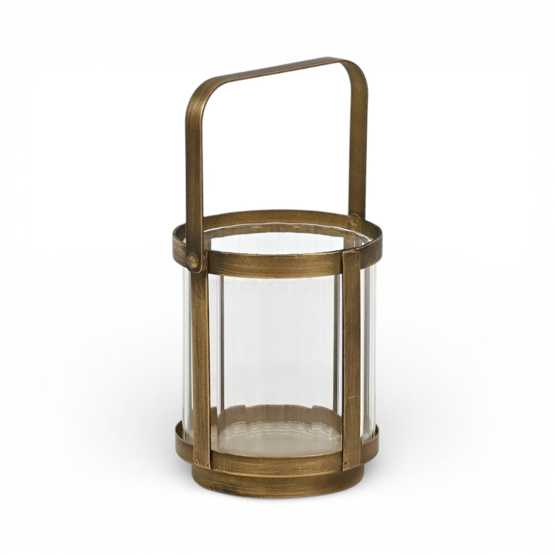 Fluted Glass Metal Framed Lantern, 2 Sizes, 2 Colors