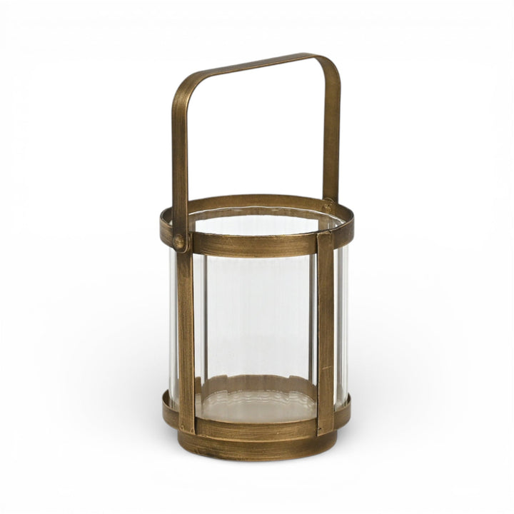 Fluted Glass Metal Framed Lantern, 2 Sizes, 2 Colors
