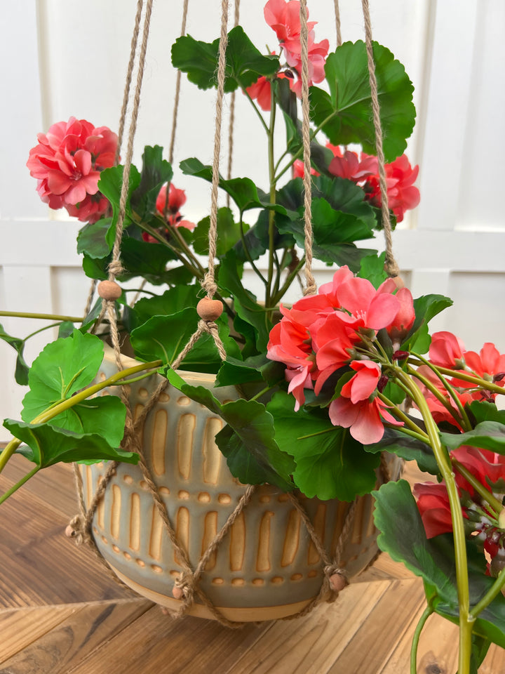 Jute and terracotta beaded plant hanger
