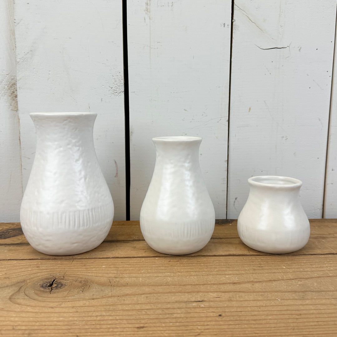 Small White Set of 3 Vases