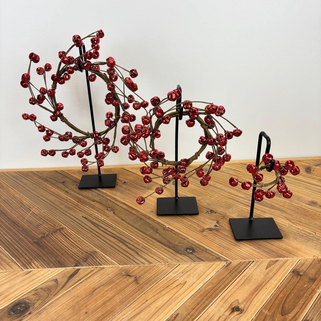 Shiny Red Jingle Bell Candle Rings
