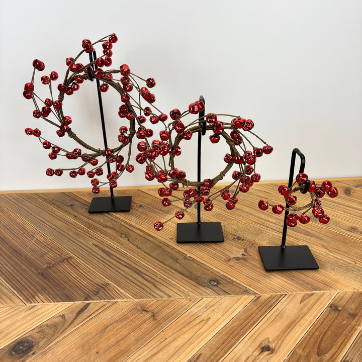 Shiny Red Jingle Bell Candle Rings