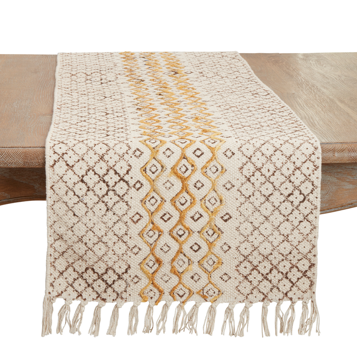 Embroidered Block Print Table Runner