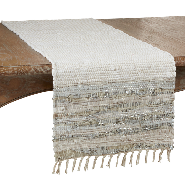 Striped Leather Chindi Table Runner