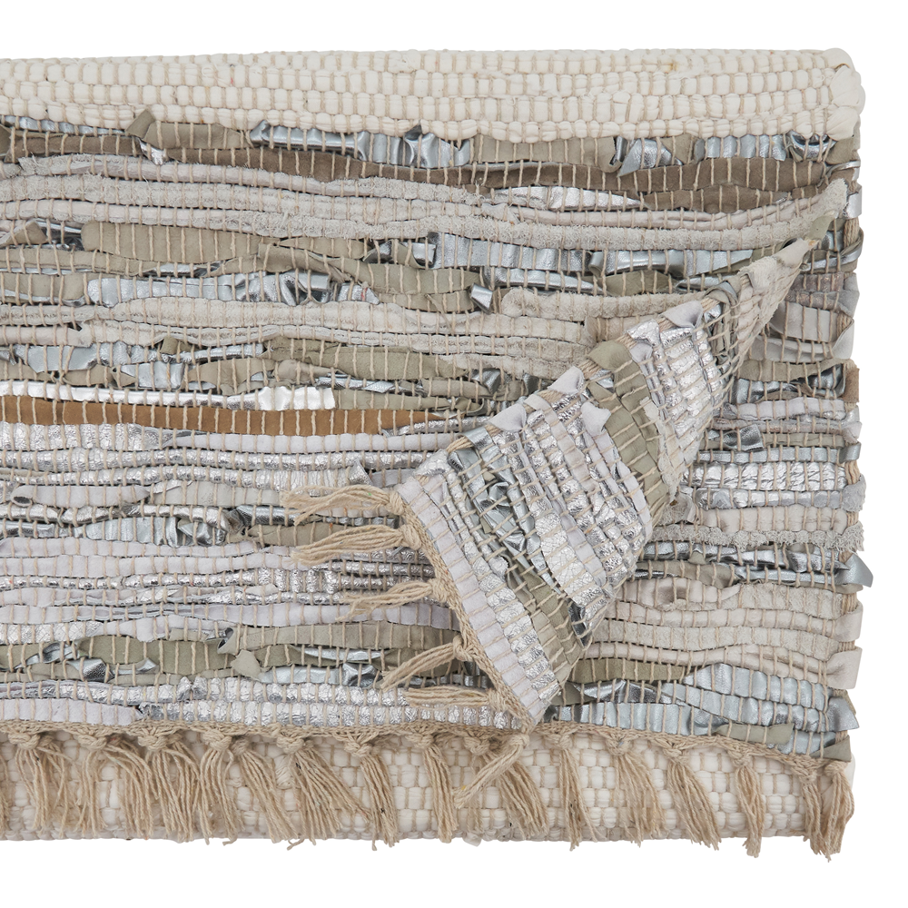 Striped Leather Chindi Table Runner