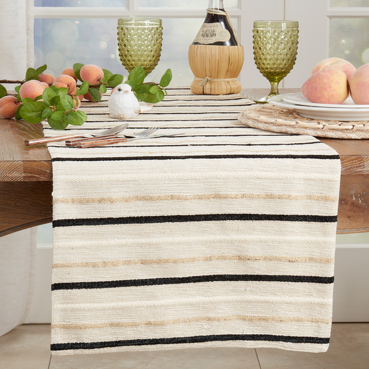 Black & Tan Striped Table Runner