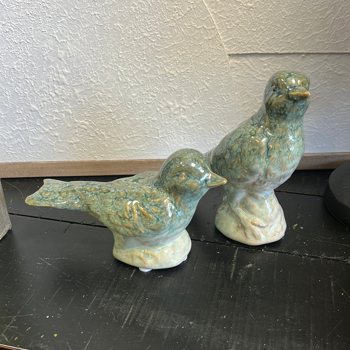 Blue/Green Ceramic Birds - Set of 2