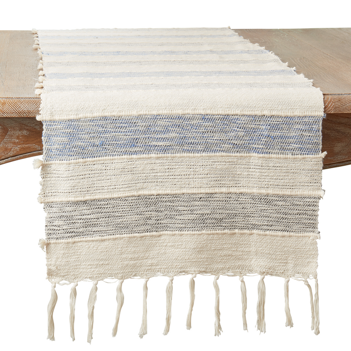 Blue & Tan Stripe Table Runner