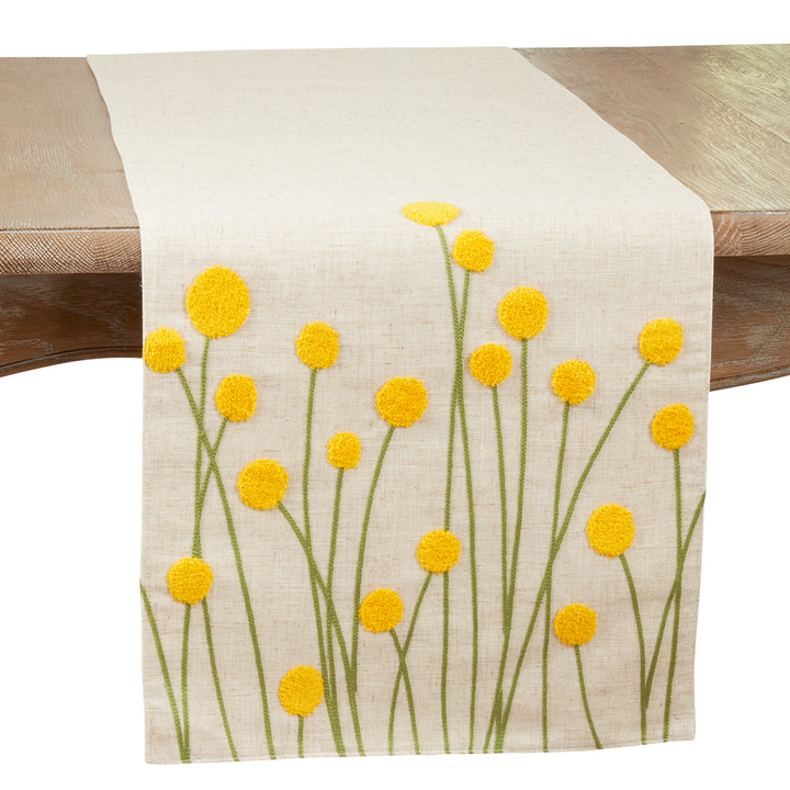 Embroidered Flowers Table Runner