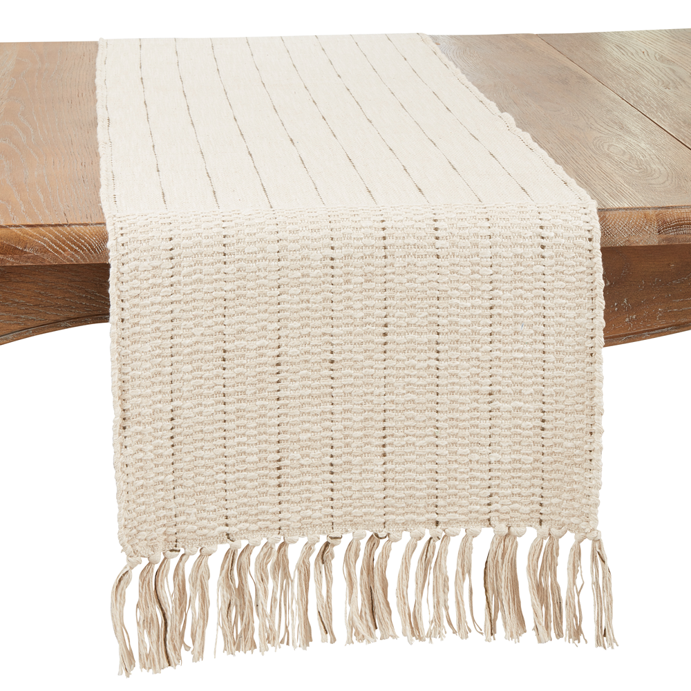 Cream Stripe Table Runner