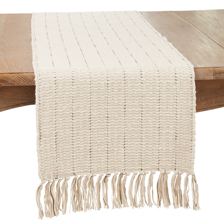 Cream Stripe Table Runner