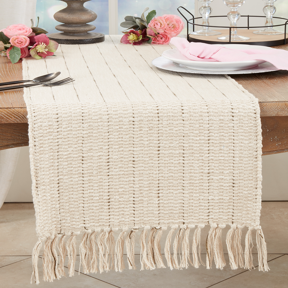 Cream Stripe Table Runner