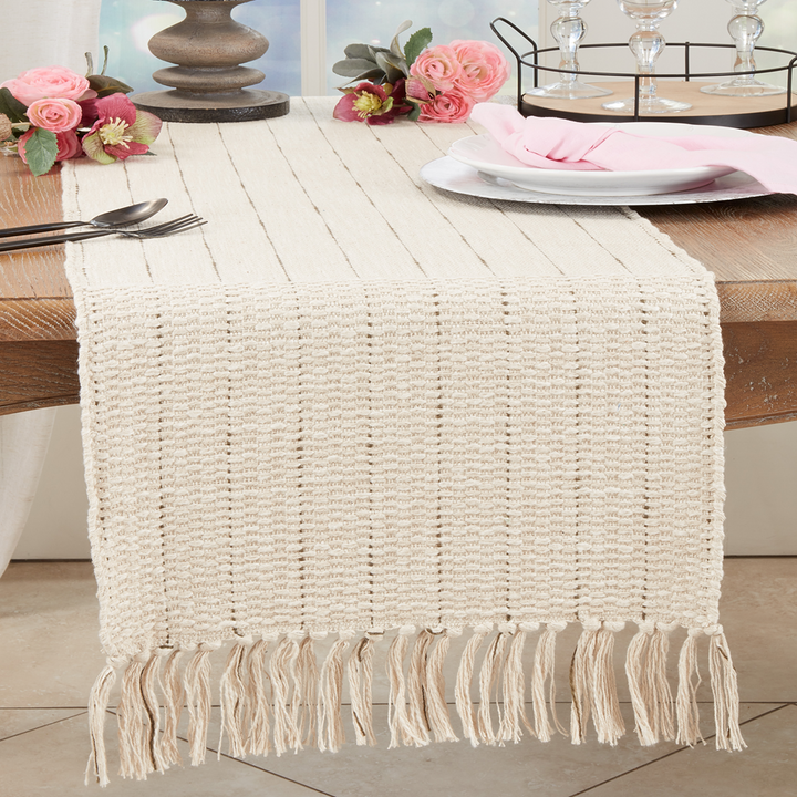 Cream Stripe Table Runner