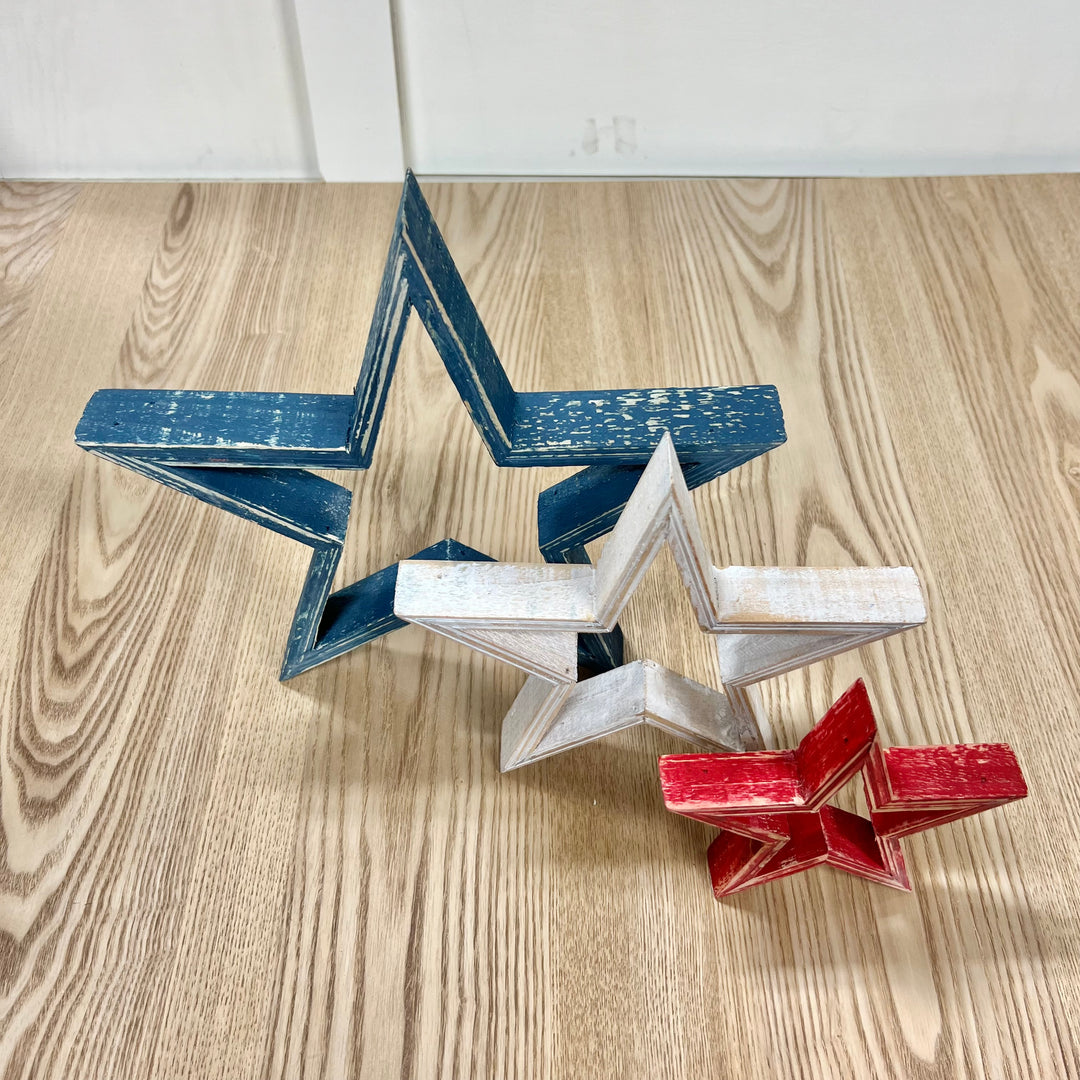 Patriotic Wooden Stars - Set of 3
