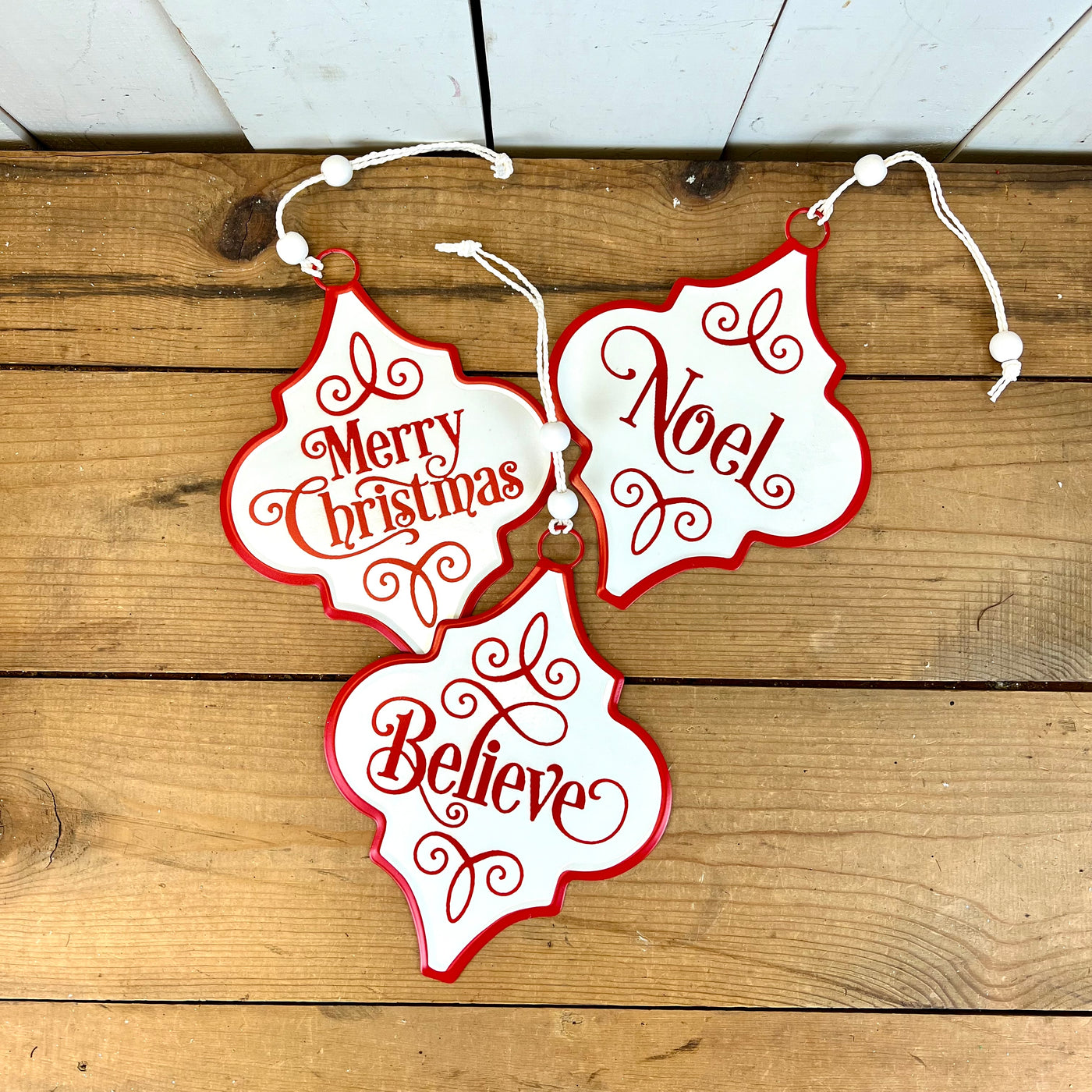 Merry Christmas, Believe, Noel Metal Ornament